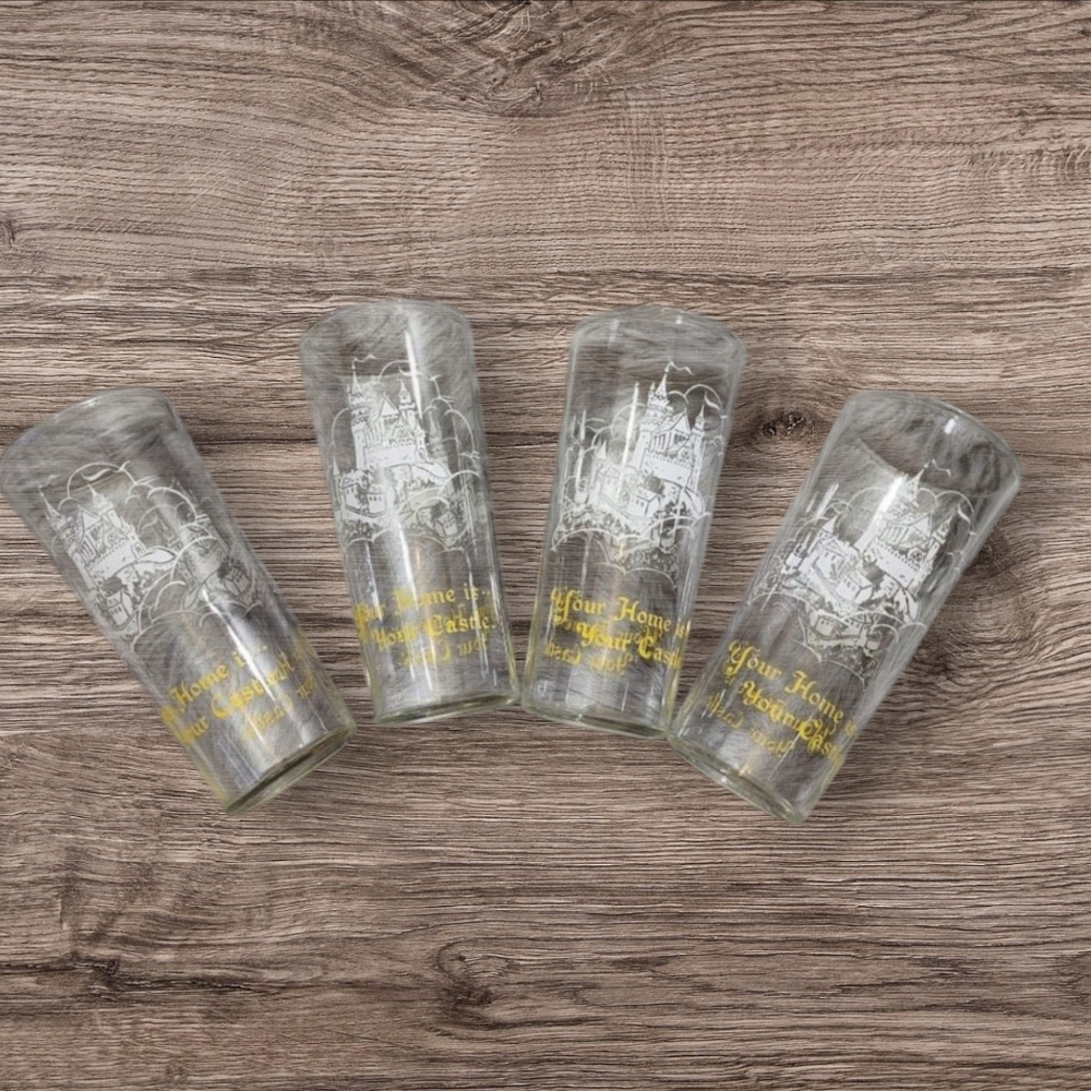Set of Vintage 1960's‎ Glass Jelly Jars with/Castle Design